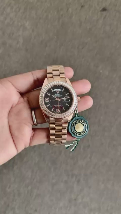 ROLEX
Day-Date Platinum Diamond 
Eisenkiesel Black Dial