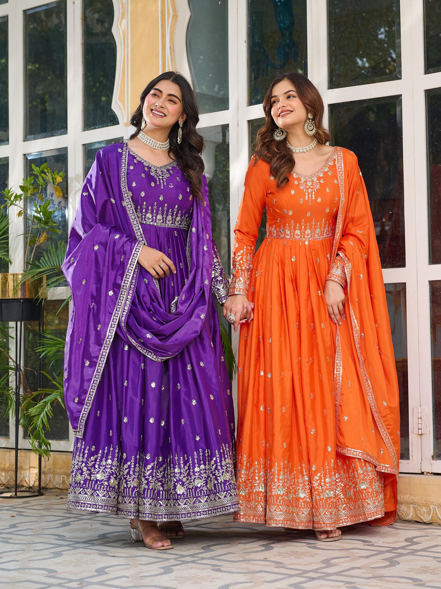 Embroidered Anarkali  Set with Dupatta