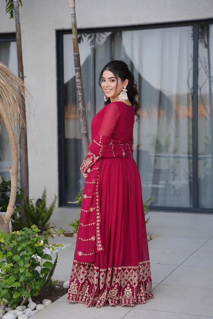 Embroidered Anarkali With Dupatta