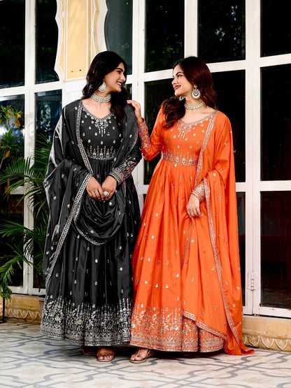 Embroidered Anarkali  Set with Dupatta
