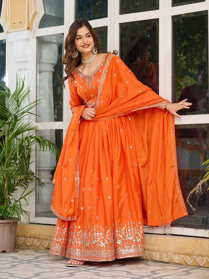 Embroidered Anarkali  Set with Dupatta