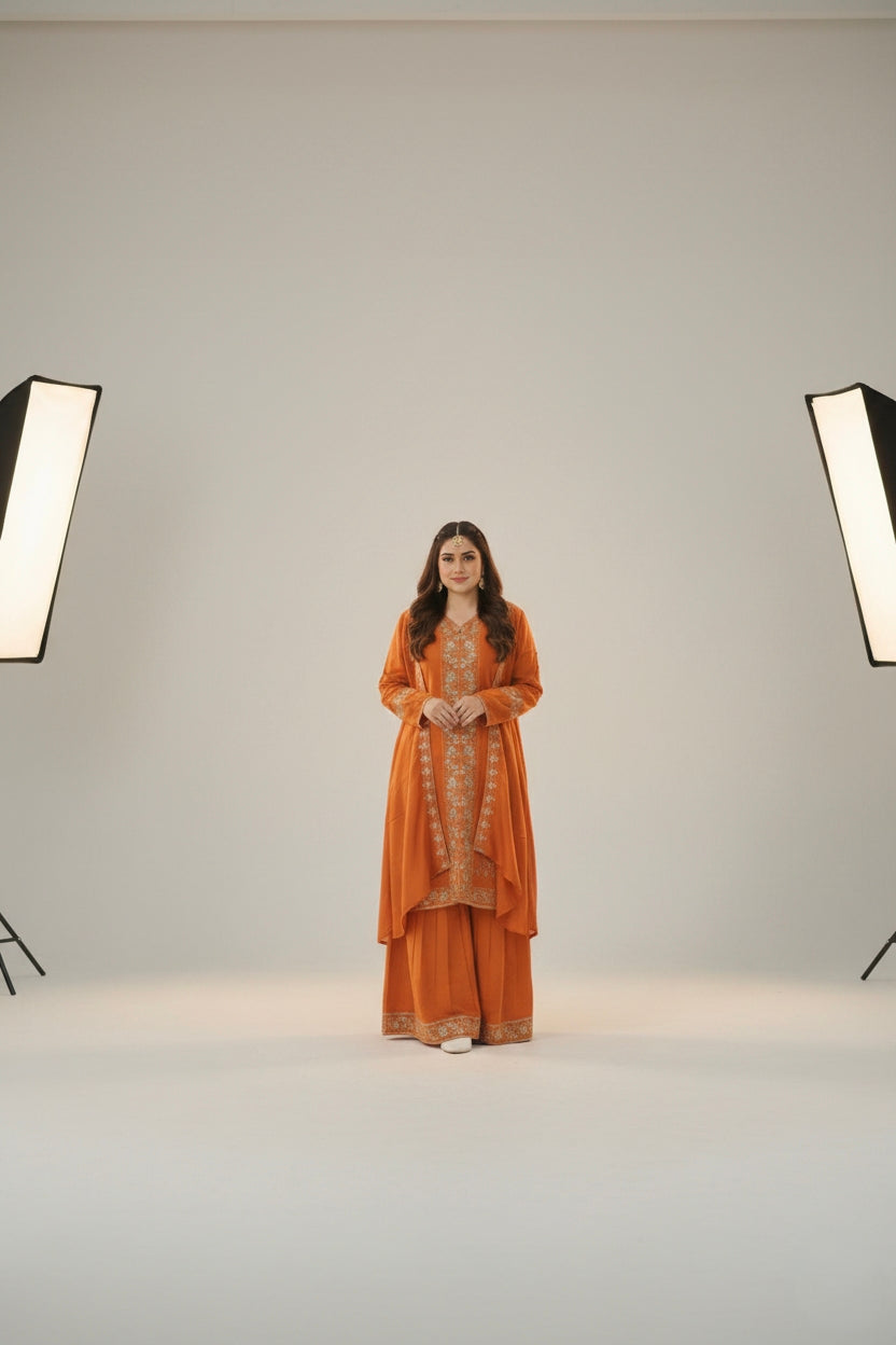 Floral Embroidered  Sharara