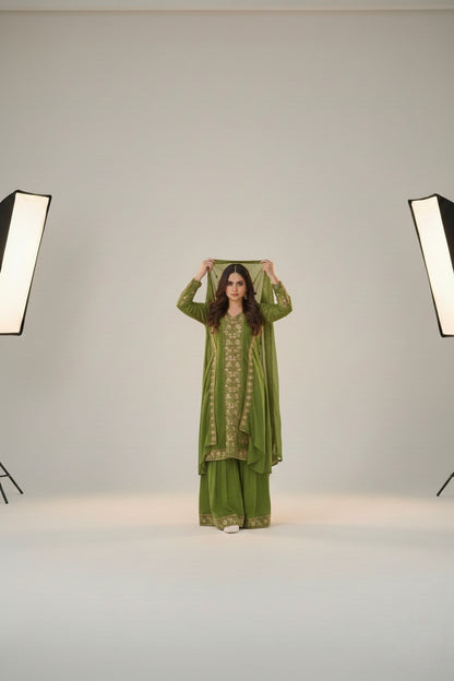 Floral Embroidered  Sharara