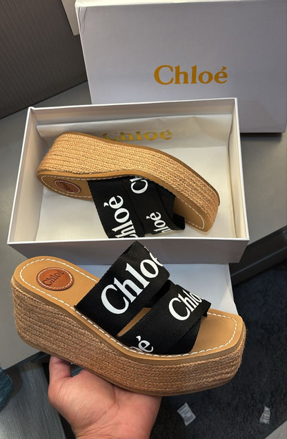 Chloé Woody wedge espadrille slides