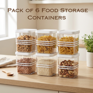 Food Storage Containers for Kitchen, Refrigerator & Pantry Organization (Pack of 6)