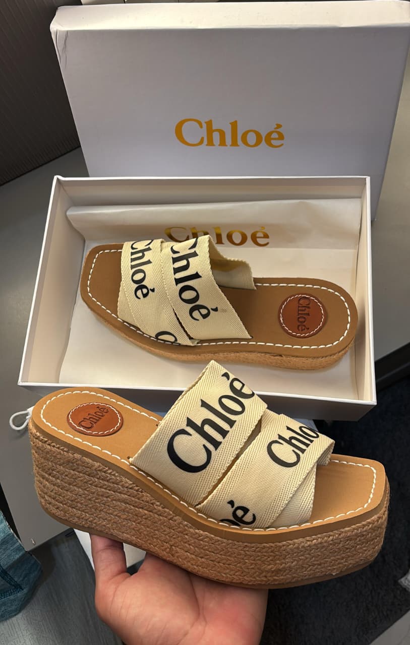 Chloé Woody wedge espadrille slides