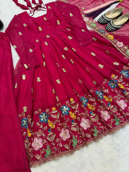 Majestic Ruby Anarkali Dress for Festival Wear