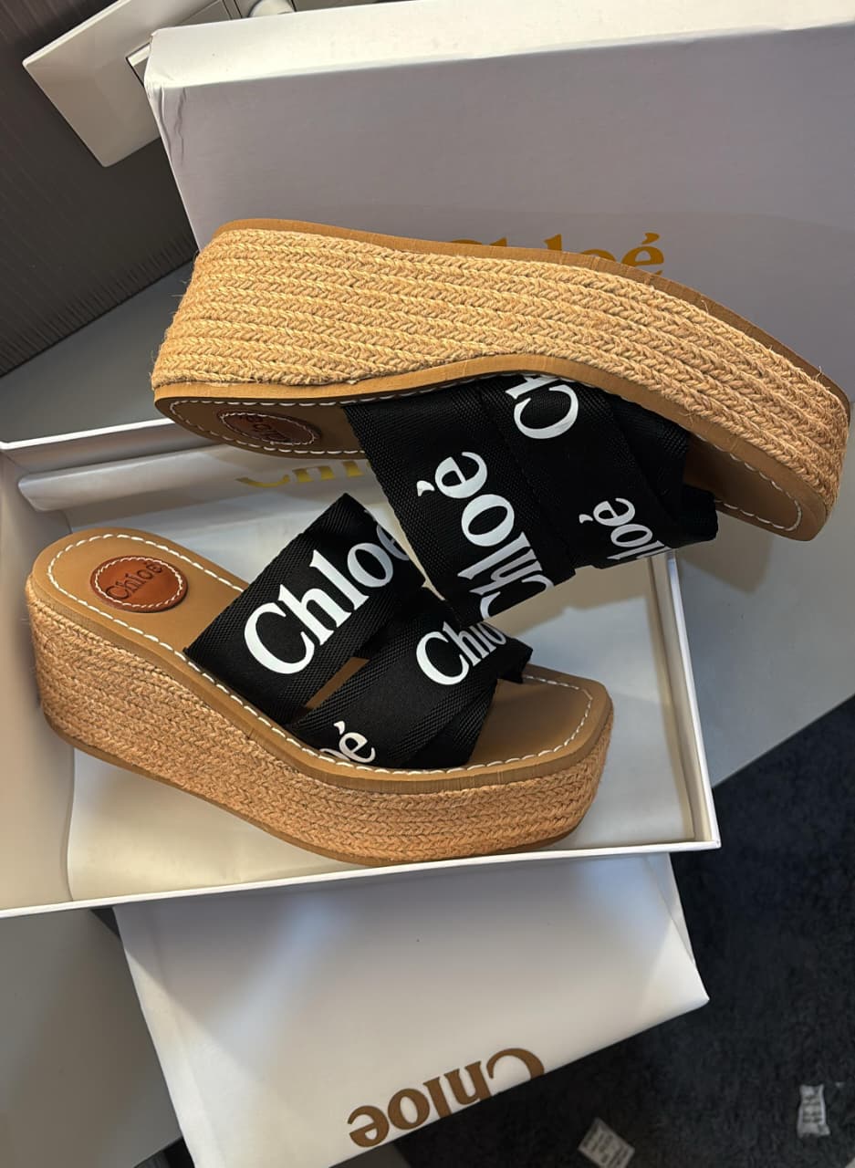 Chloé Woody wedge espadrille slides