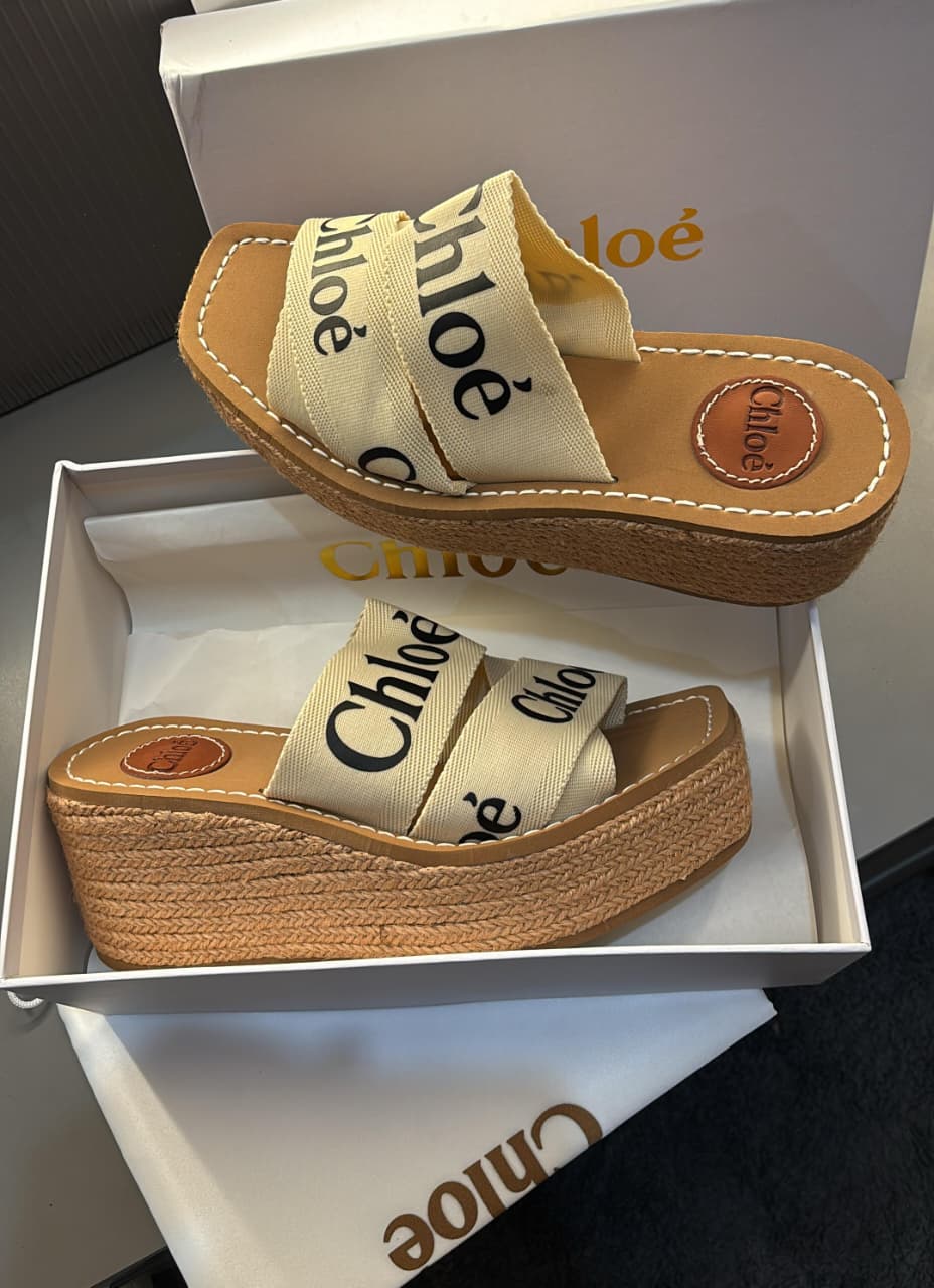 Chloé Woody wedge espadrille slides