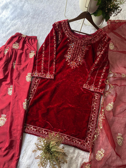 Velvet Embroidered Sharara