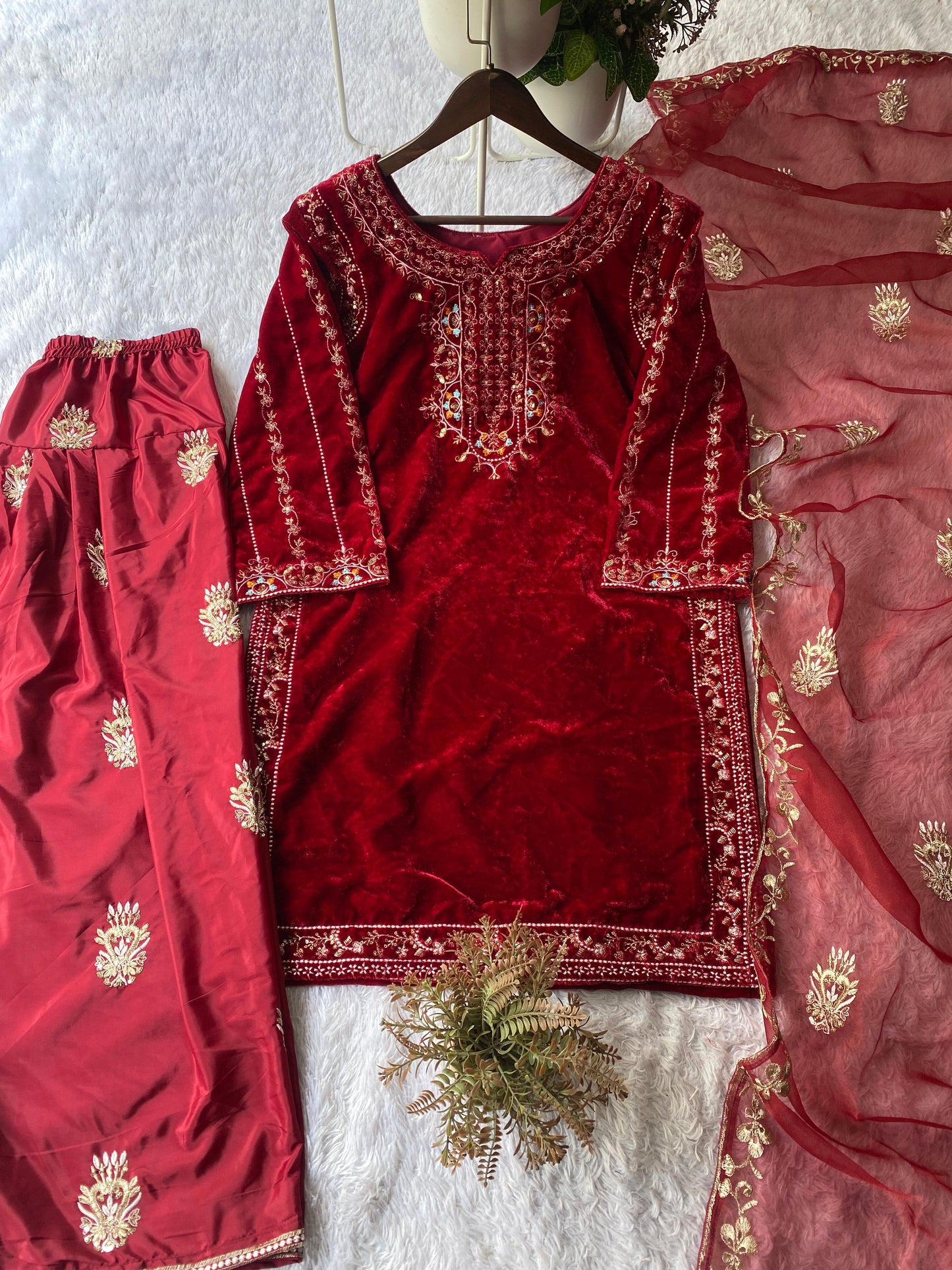 Velvet Embroidered Sharara