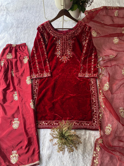 Velvet Embroidered Sharara
