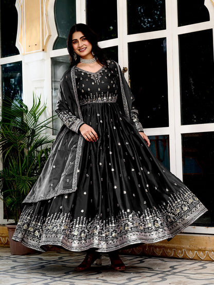 Embroidered Anarkali  Set with Dupatta