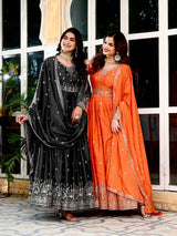 Embroidered Anarkali  Set with Dupatta