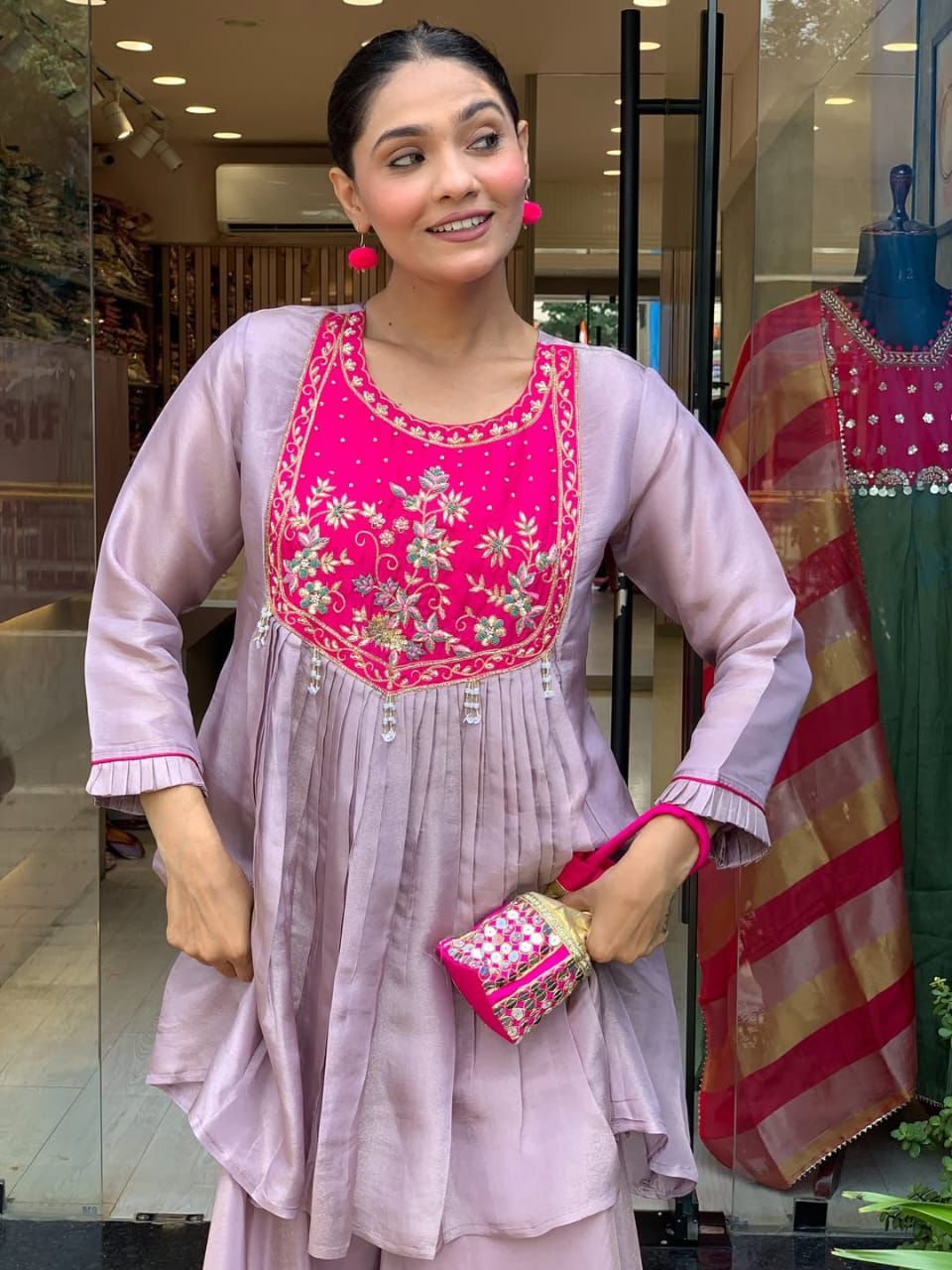 Embroidered Peplum Sharara Set