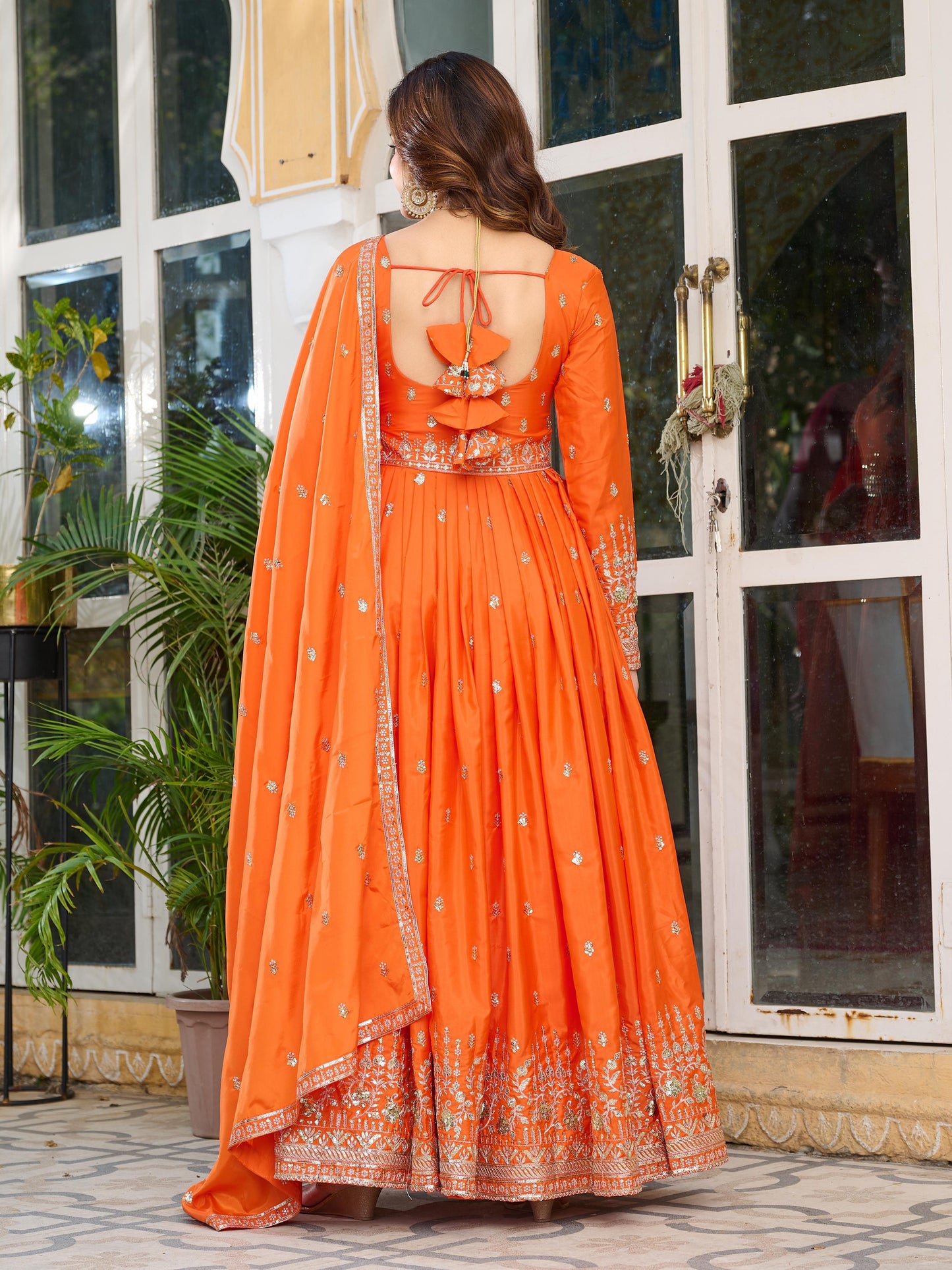 Embroidered Anarkali  Set with Dupatta