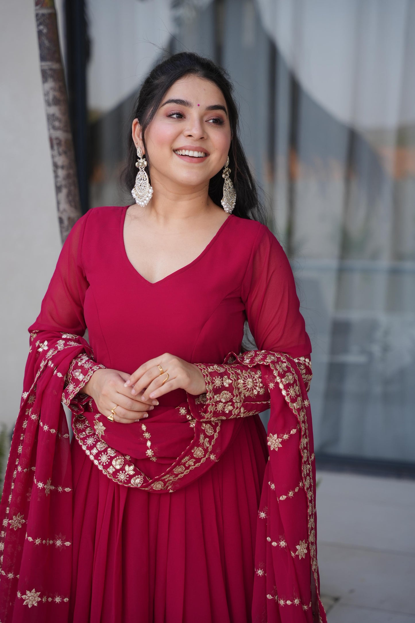 Embroidered Anarkali With Dupatta