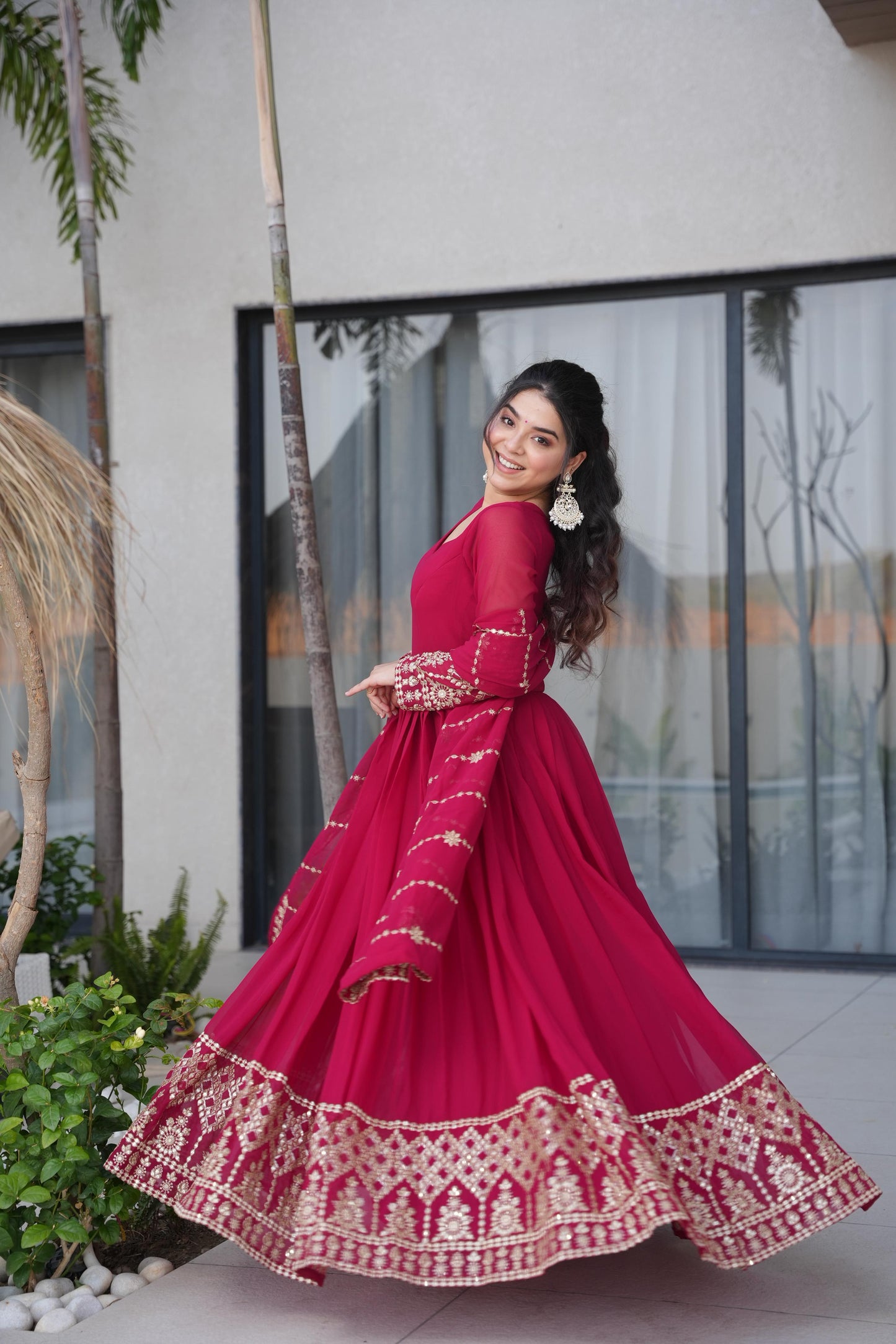 Embroidered Anarkali With Dupatta