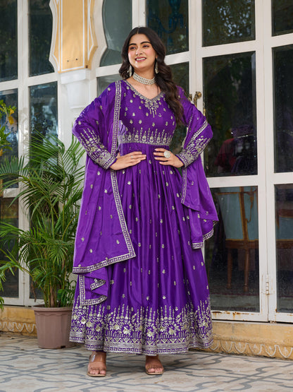 Embroidered Anarkali  Set with Dupatta