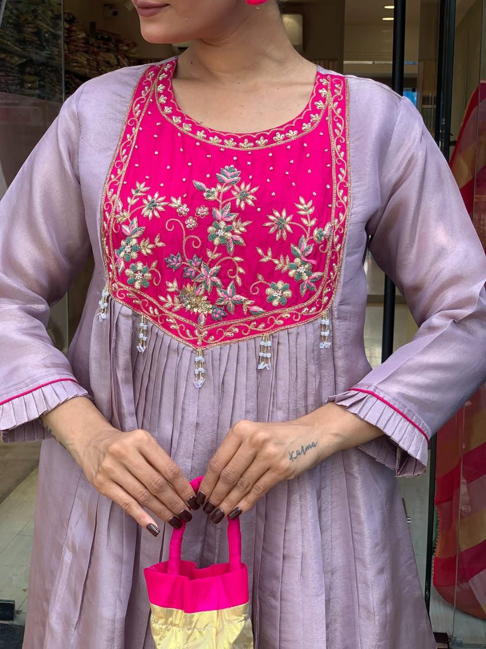 Embroidered Peplum Sharara Set